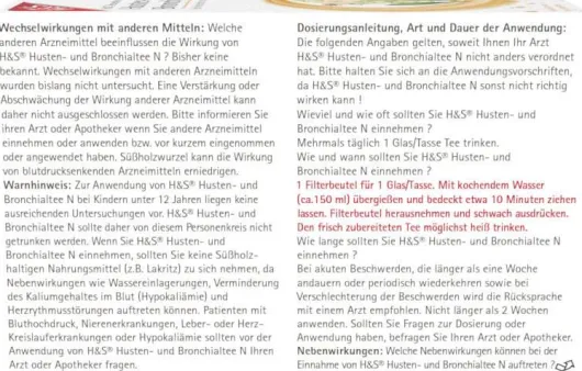 H&S Husten- und Bronchialtee N 20 Filterbeutel