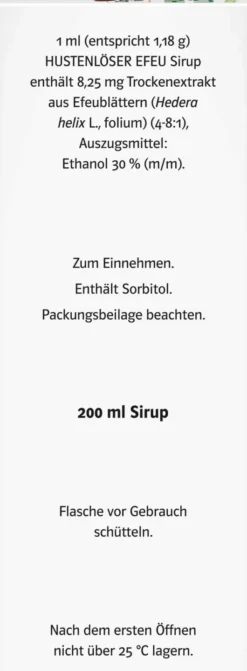 Hustenlöser Efeu 8,25 mg je ml 200 ml Sirup