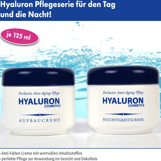 Hyaluron Antifalten Aufbaucreme und Feuchtigkeitscreme 2 x 125 ml