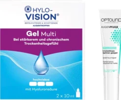 Hylo Vision Gel multi Augentropfen + gratis Optolind Empflindl. Haut Augenpflege 15 ml