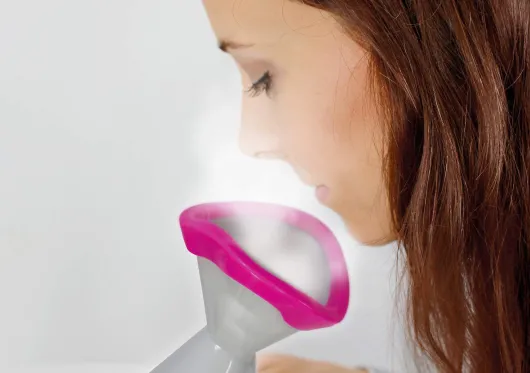 Inhalationstopf Premium grau, mit 2 Soft-Aufsätzen für Mund und Nase