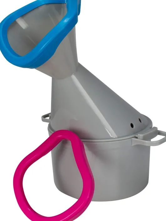 Inhalationstopf Premium grau, mit 2 Soft-Aufsätzen für Mund und Nase