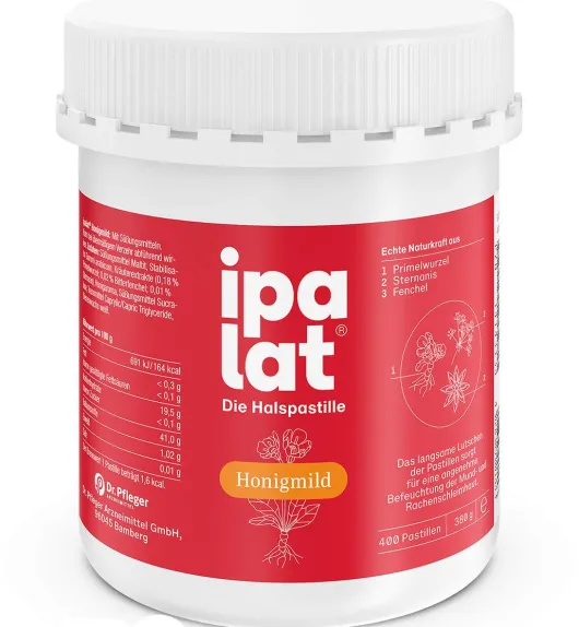 Ipalat Halspastillen Honigmild Ohne Menthol Zuckerfrei 400...