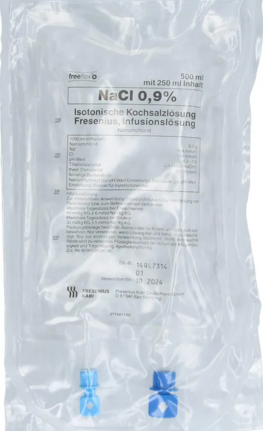 Isotonische Kochsalzlösung 500ml Halbgefüllt Freeflex+