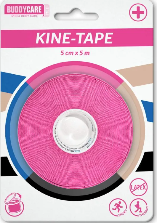 Kine Tape latexfrei Buddycare med 5 cm x 5 m pinkrosa 1 Stück