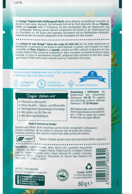 Kneipp Badekristalle Erkältungszeit Nacht 60 G