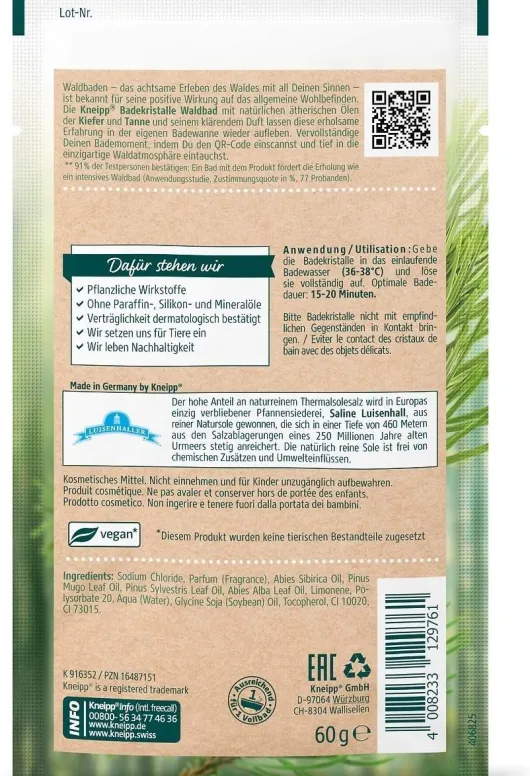 Kneipp Badekristalle Waldbad Kiefer Tanne 60 G