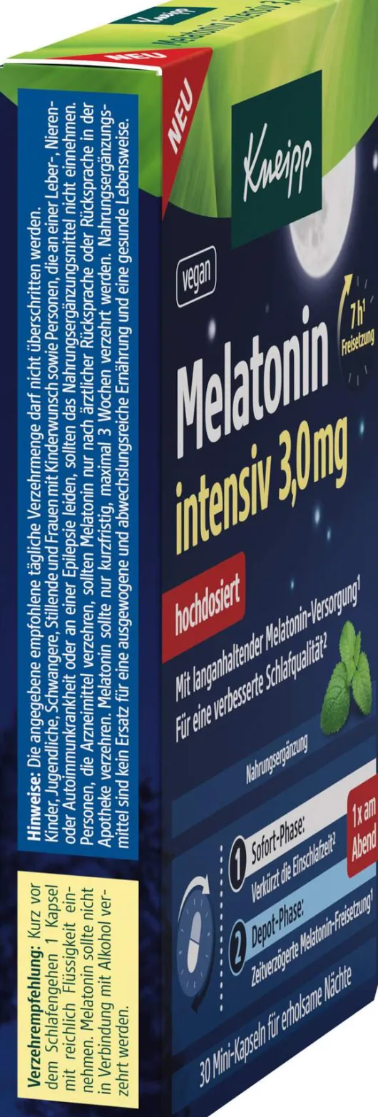 Kneipp Melatonin Intensiv 3,0 mg Hochdosiert 30 Kapseln