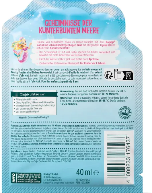 Kneipp Naturkind Schaumbad Regenbogen-Nixe 40 ml