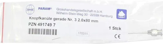 Knopfkanüle Gerade Nr.3 2,0x80 mm
