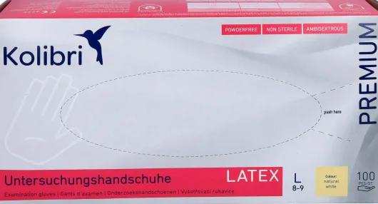 Kolibri Premium U.Hands.Latex Unst.Pf L Weiß 100 Stück