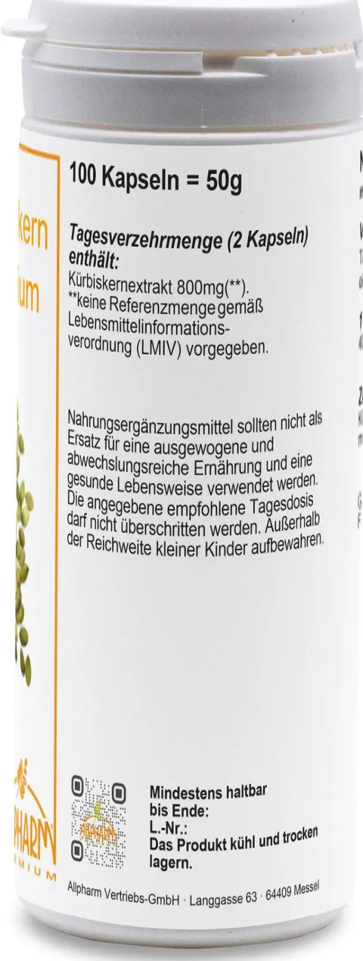 Kürbiskern Allpharm Premium Kapseln 100 Stück
