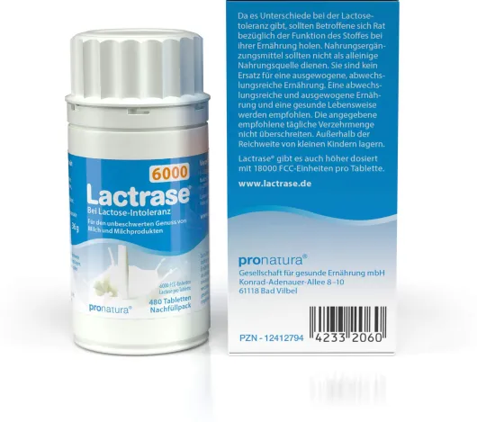Lactrase 6.000 Fcc 480 Tabletten Klickspender Nachfüllpack