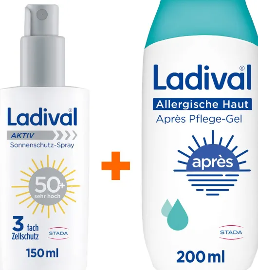Ladival Aktiv Sonnenschutz-Spray LSF 50+ 150 ml + allergische Haut Apres Pflege Gel 200 ml