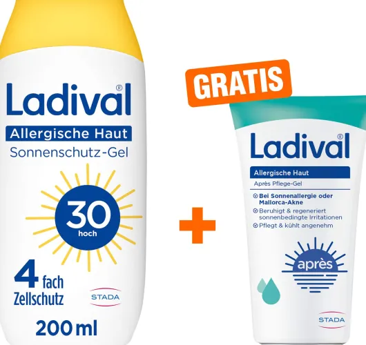 Ladival allergische Haut Sonnenschutz-Gel LSF 30 200 ml + gratis Ladival allergische Haut Apres Pflege Gel 50 ml