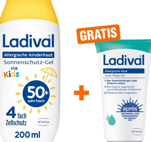 Ladival allergische Kinderhaut Gel LSF 50+ 200 ml + gratis allergische Haut Apres Pflege Gel 50 ml
