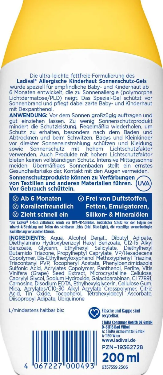 Ladival allergische Kinderhaut Gel LSF 50+ 200 ml