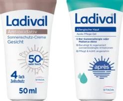 Ladival Antioxidativ Sonnenschutz Creme Gesicht LSF 50+ + gratis Ladival allergische Haut Apres Pflege-Gel 50 ml