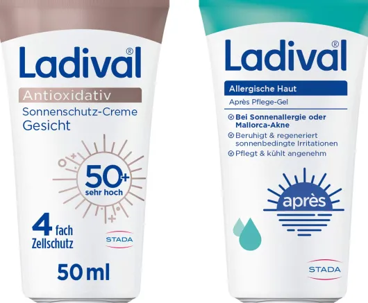 Ladival Antioxidativ Sonnenschutz Creme Gesicht LSF 50+ + gratis Ladival allergische Haut Apres Pflege-Gel 50 ml