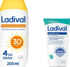 Ladival empfindliche + normale Haut Sonnenschutz LSF 30 200 ml + gratis allergische Haut Apres Pflege Gel 50 ml
