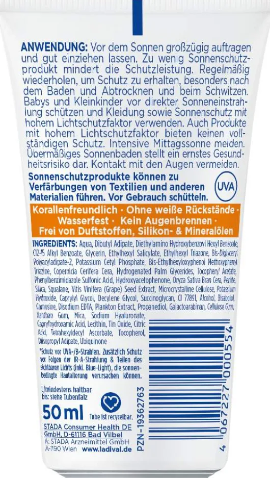 Ladival empfindliche und normale Haut Sonnenschutz-Lotion Gesicht LSF 50+ 50 ml