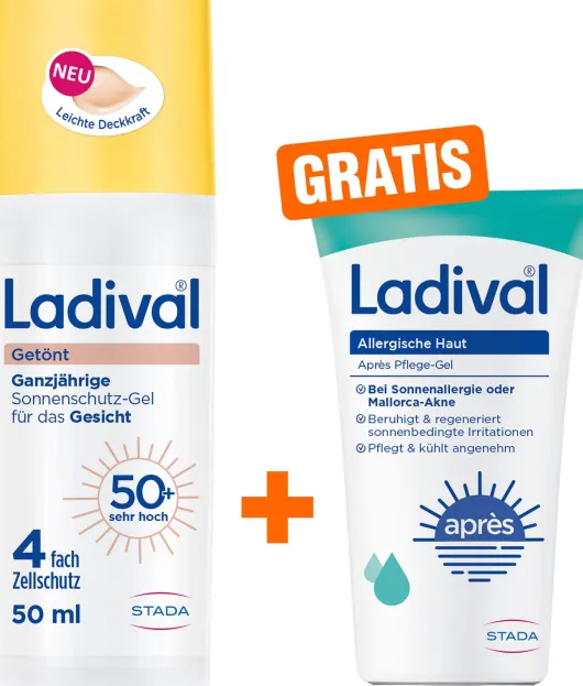 Ladival Sonnenschutz-Gel getönt LSF 50+ 50 ml + gratis Ladival allergische Haut Apres Pflege-Gel 50 ml