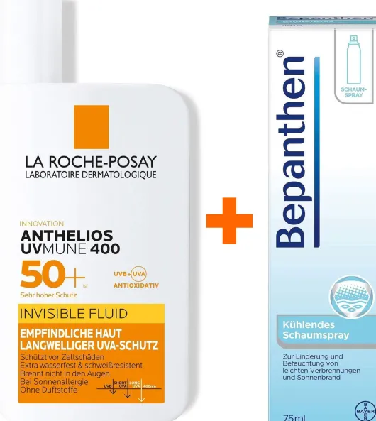 La Roche Posay Anthelios Invisible Fluid UVMune 400 LSF 50+ 50 ml + Bepanthen Schaumspray 75 ml