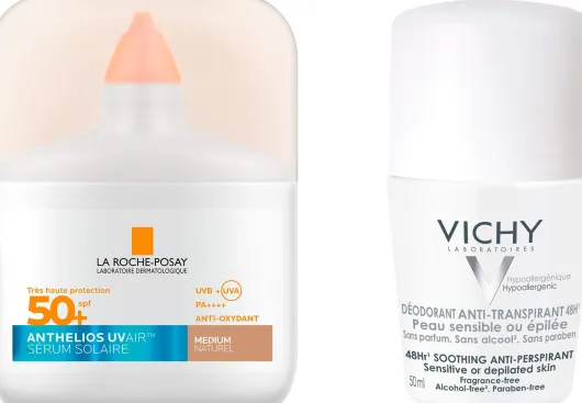 La Roche Posay Anthelios UV Air Serum LSF 50+ Getönt mittel 50 ml + gratis Vichy Deo Roll-on Anti Flecken 48h 50 ml