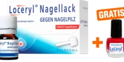 Loceryl Nagellack gegen Nagelpilz 3 ml Direktapplikator + gratis Nagellack rot 1 Stück