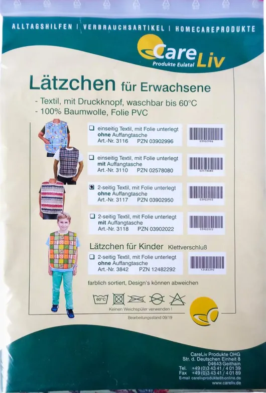 Lätzchen Erwachsene 2-Seitig Textil Mit Folie Druckknopfe