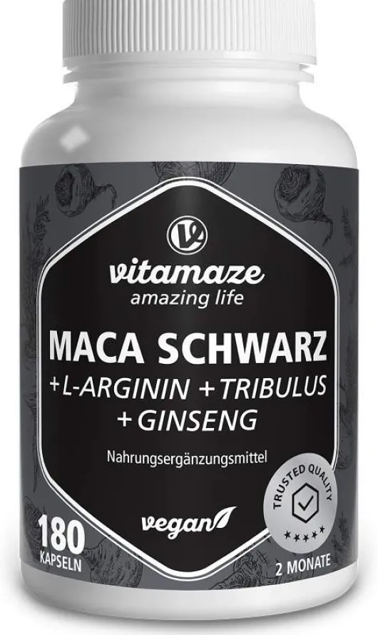 Maca Schwarz + Tribulus + Ginseng Komplex 180 Kapseln