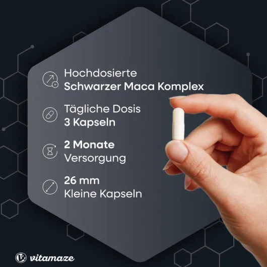 Maca Schwarz + Tribulus + Ginseng Komplex 180 Kapseln