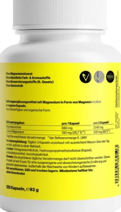 Magnesiumcitrat 120 Kapseln