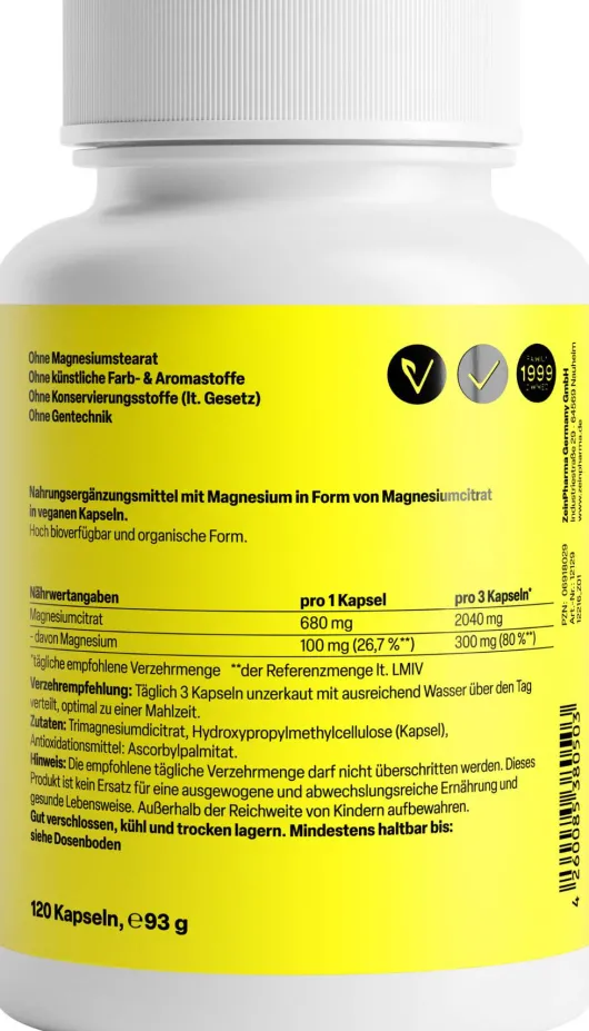 Magnesiumcitrat 120 Kapseln