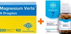Magnesium Verla N 200 Dragees + Biochemie DHU Nr.7 Magnesium phosphoricum D6 200 Tabletten