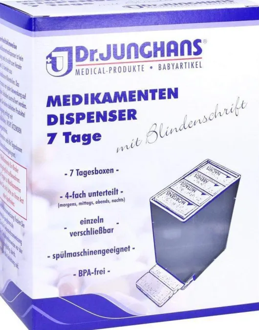 Medikamenten Dispenser 7 Tage Weiß Transparent Blindenschrift 1...