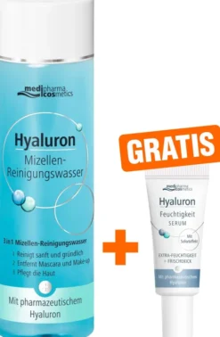 Medipharma cosmetics Hyaluron Mizellen Reinigungswasser 200 ml + gratis Hyaluron Feuchtigkeit Serum 5 ml
