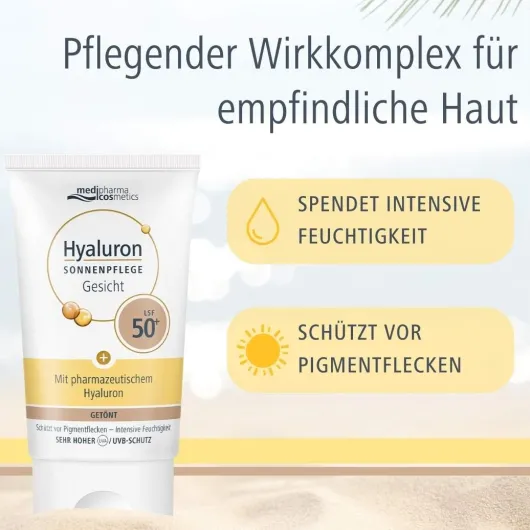 medipharma cosmetics Hyaluron Sonnenpflege Gesicht LSF 50+ getönt 50 ml