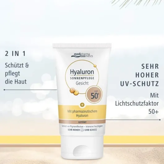 medipharma cosmetics Hyaluron Sonnenpflege Gesicht LSF 50+ getönt 50 ml