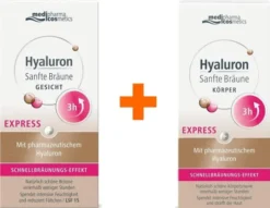 medipharma cosmetics Hyaluron Sanfte Bräune Express Gesichtspflege 30 ml Creme + Express Körperpflege 150 ml Creme