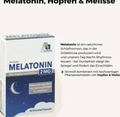 Melatonin 2 mg plus Hopfen und Melisse Kapseln 120 Kapseln