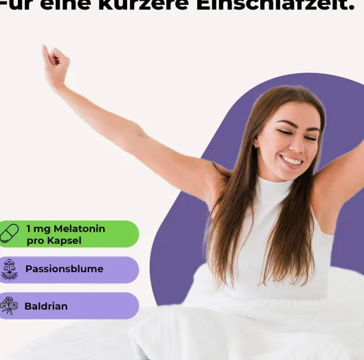 Melatonin+Passionsblume+Baldrian 60 Kapseln