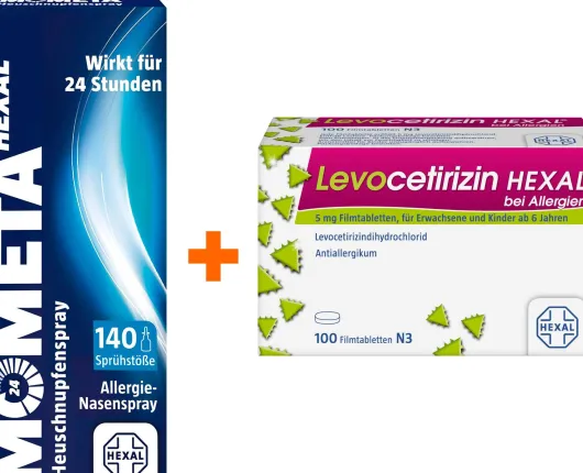 Mometahexal Heuschnupfenspray 50µg 18 g Nasenspray + Levocetirizin Hexal 100 Filmtabletten