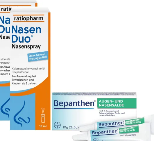 Nasenduo Nasenspray 2 x 10ml + Bepanthen Augen- und Nasensalbe 10 g