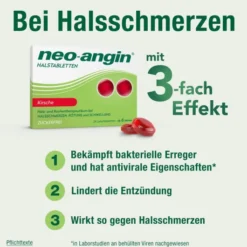Neo Angin Halstabletten Kirsche zuckerfrei 2 x 24 Stück