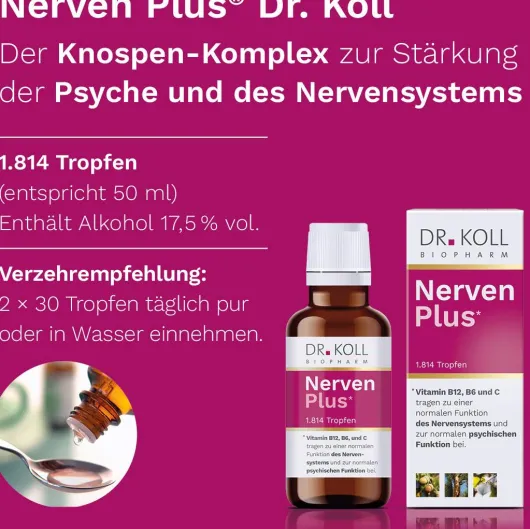 Nerven Plus Dr.Koll Gemmo Komplex Vitamin B12 B6 Tropfen 50 ml