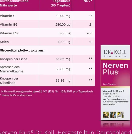 Nerven Plus Dr.Koll Gemmo Komplex Vitamin B12 B6 Tropfen 50 ml