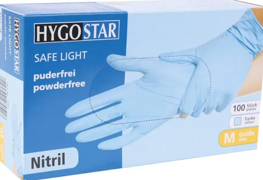 Nitrilhandschuhe Safe Light M hellblau, Puderfrei