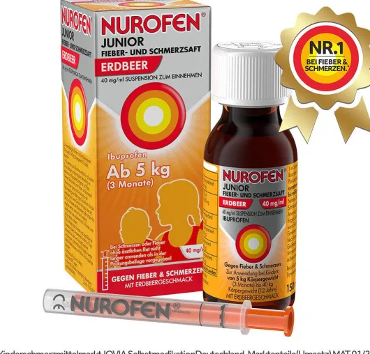Nurofen Junior Fieber- & Schmerzsaft 40 mg pro 1 ml Erdbeere 150 ml