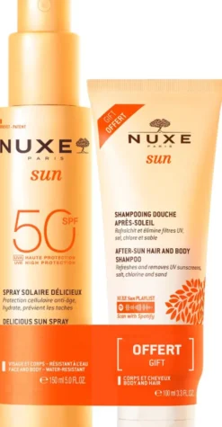 NUXE Sun Set Sonnenspray Gesicht & Körper LSF 50 150 ml + gratis After Sun Duschshampoo 100 ml